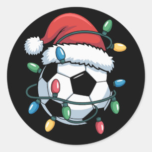 Kerstman Voetbal Bal Sporten Kerstmis Voetbalspele Ronde Sticker