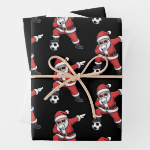Kerstman Voetbal Dabbing Kerstman Cadeau Kerstmis Inpakpapier Vel