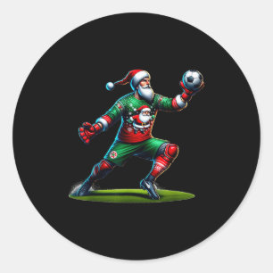 Kerstman Voetbal Keeper Kerstmis Kerst Ronde Sticker