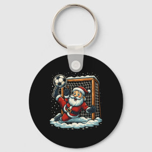 Kerstman Voetbal Keeper Sporten Spelen Kerstmis Sleutelhanger
