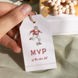 Kerstman Voetbal MVP van de Nice List Kerstmis Cadeaulabel