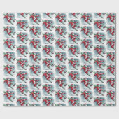 Kerstman Voetballer Kerst Cadeaupapier (Vlak)