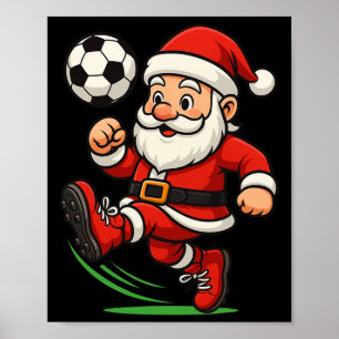 Kerstman Voetballer Kerstmis Xmas Jongens Mannen K Poster