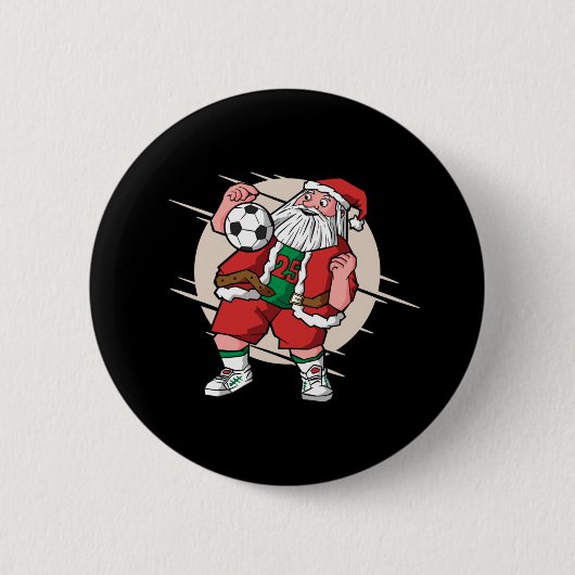 Kerstman Voetballer Kerstontwerp Ronde Button 5,7 Cm (Voorkant)
