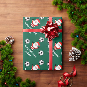 Kerstman voetbalspeler cartoon Kerstmis Cadeaupapier