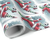 Kerstman Voetbalspeler Kerstmis Cadeaupapier (Rol Hoek)