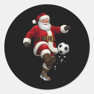 Kerstman Voetbalspeler Voetbal Feestelijk Mer Ronde Sticker