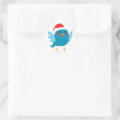 Kerstman Vogel Ronde Sticker (Tas)