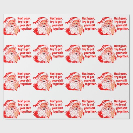  kerstman, volgend jaar cadeaupapier (Vlak)