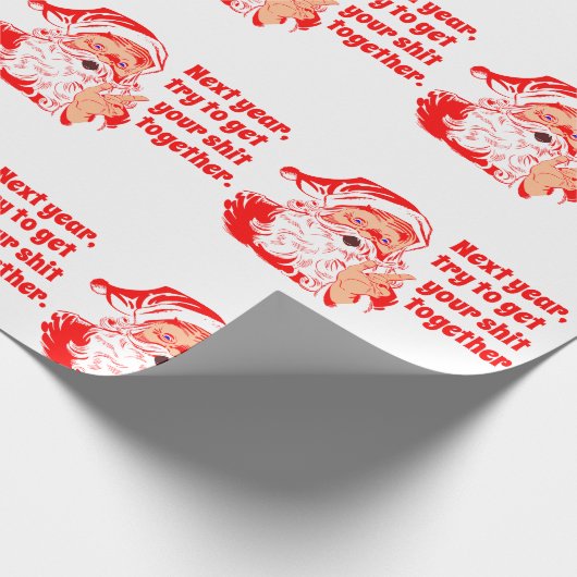  kerstman, volgend jaar cadeaupapier (Hoek)