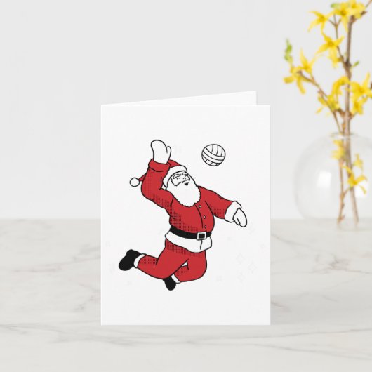 Kerstman volleybal Kerstmis pyjama Cool Spo Kaart (Gele Bloem)