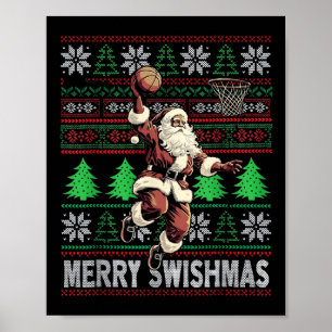 Kerstman Volleybal Pajama Xmas Mannen Poster