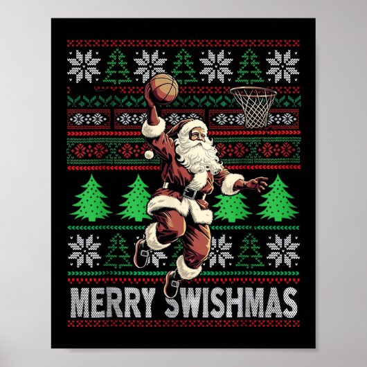Kerstman Volleybal Pajama Xmas Mannen Poster (Voorkant)