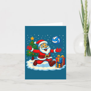 Kerstman Volleybal Spelende Srt Kerstboom Xmas P Kaart