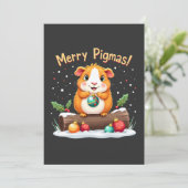 Kerstman voor cavia's met Kerstmis Kaart (Staand voorkant)