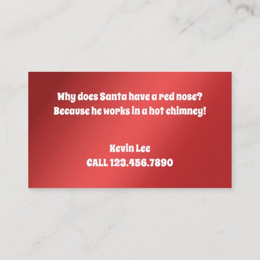 Kerstman voor huurgrap visitekaartje (Achterkant)