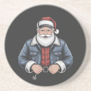 Kerstman vrachtwagenchauffeur Funny Truck rijden K Zandsteen Onderzetter