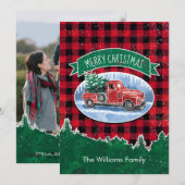 Kerstman  vrachtwagenfamilie Foto Buffalo Pset Feestdagenkaart (Voorkant / Achterkant)