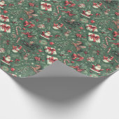 Kerstman & Vrienden: Groene kerst Wrap Cadeaupapier (Hoek)