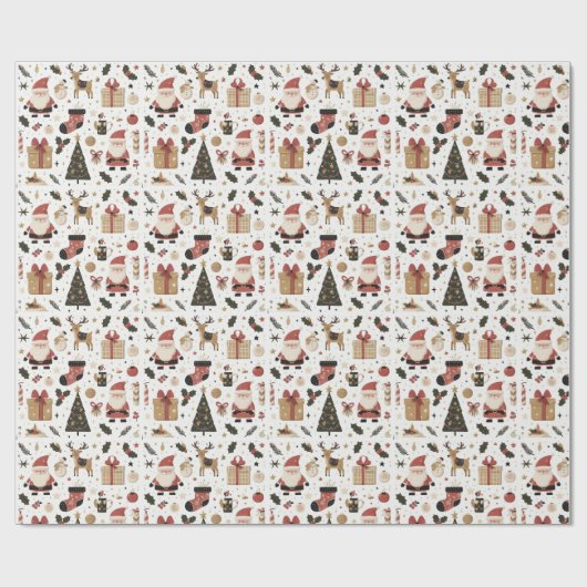 Kerstman & Vrienden inpakpapier Wit (Vlak)