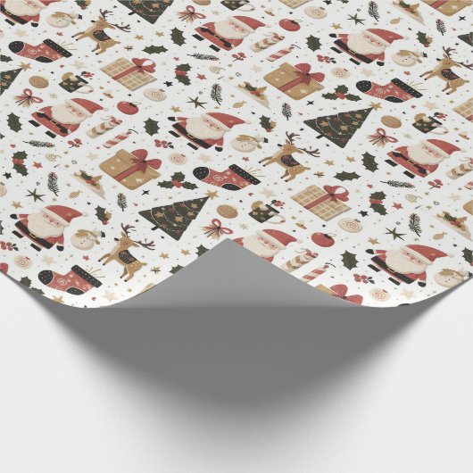 Kerstman & Vrienden inpakpapier Wit (Hoek)