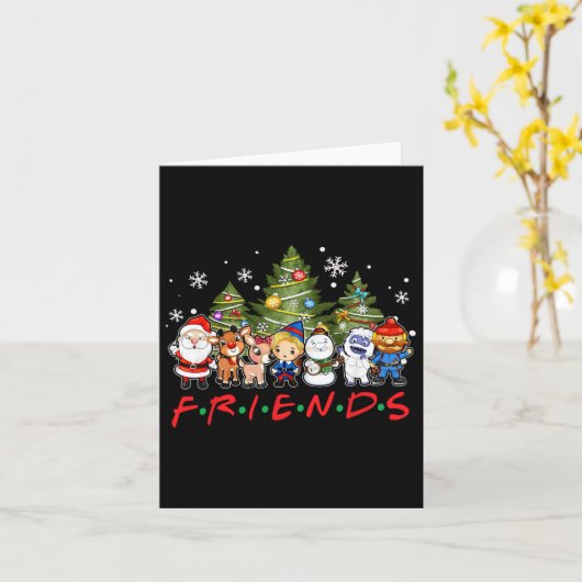 Kerstman Vrienden Rendier Snowman Familie Xm Kaart (Gele Bloem)