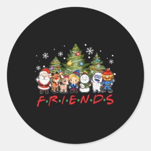 Kerstman Vrienden Rendier Snowman Familie Xm Ronde Sticker