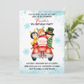 Kerstman & Vrienden Uitnodiging voor verjaardagsfe (Staand voorkant)