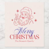 Kerstman vroeger Kerstmis Wijn Etiket (Enkel label)