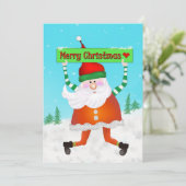 Kerstman vrolijk feestdagenkaart (Staand voorkant)