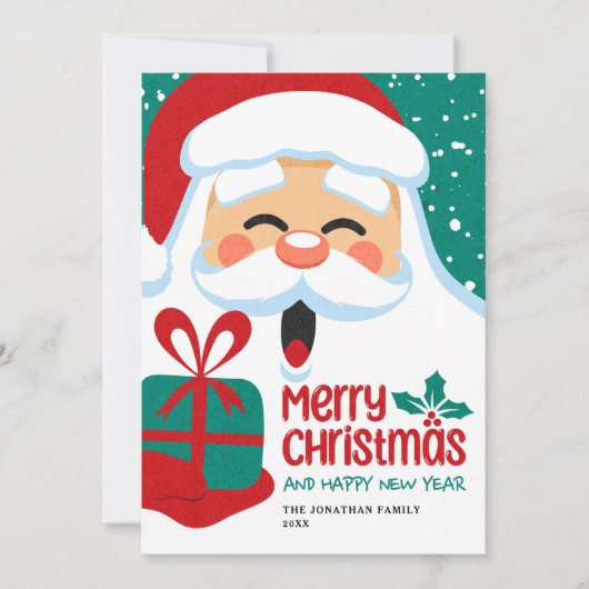 Kerstman Vrolijk Kerstcadeau Vakantie Kaarten (Voorkant)