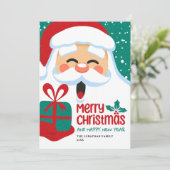 Kerstman Vrolijk Kerstcadeau Vakantie Kaarten (Staand voorkant)