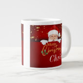 Kerstman Vrolijk Kerstfeest Aangepaste naam aan be Grote Koffiekop (Voorkant rechts)