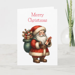Kerstman Vrolijk Kerstfeest Blank Vakantie Groet Kaart