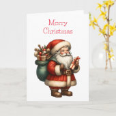 Kerstman Vrolijk Kerstfeest Blank Vakantie Groet Kaart (Gele Bloem)