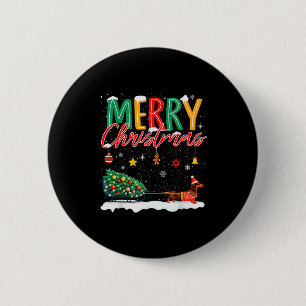 Kerstman Vrolijk Kerstfeest Dachshund Slee Hund Li Ronde Button 5,7 Cm