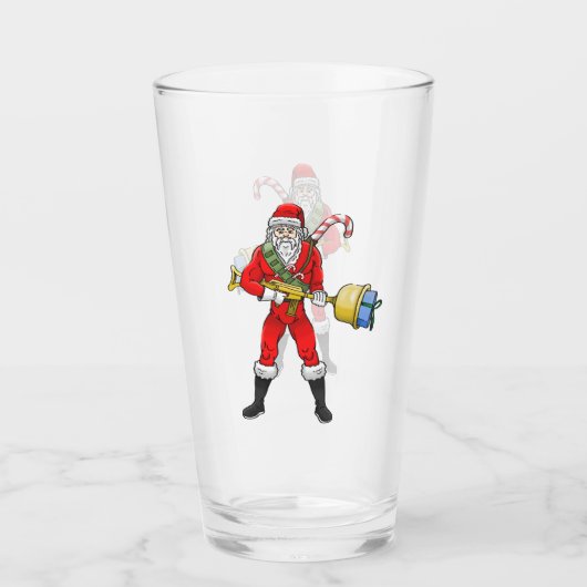 Kerstman vrolijk kerstfeest deel 2 glas (Voorkant)