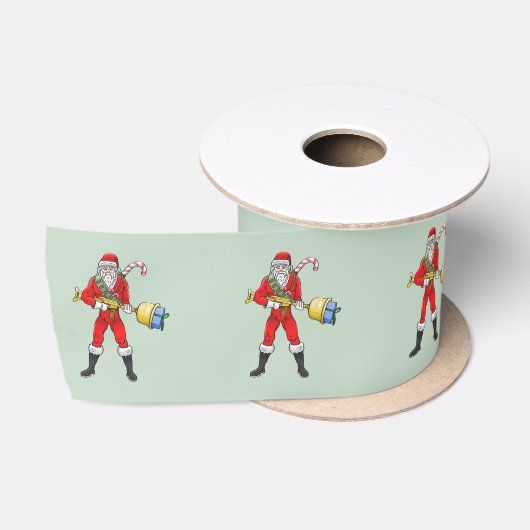Kerstman vrolijk kerstfeest deel 2 satijnen lint (Spoel)
