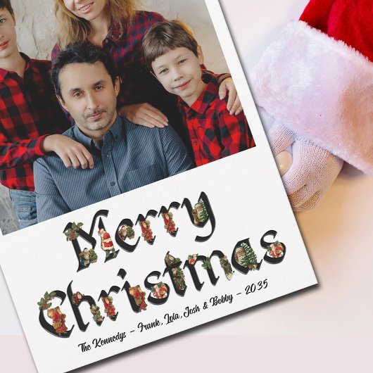  Kerstman Vrolijk Kerstfeest Eén Foto Feestdagenkaart
