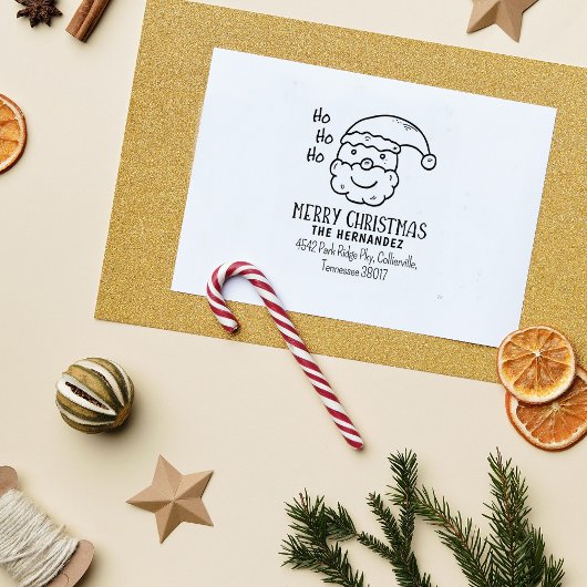 Kerstman Vrolijk Kerstfeest, Familie Adres Rubberstempel