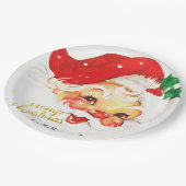 Kerstman vrolijk kerstfeest papieren bordje (Gekanteld)