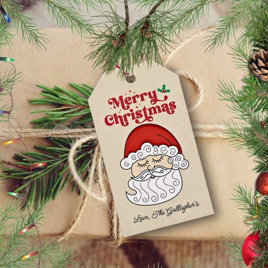 Kerstman vrolijk kerstfeest Retro  Cadeaulabel
