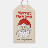 Kerstman vrolijk kerstfeest Retro  Cadeaulabel (Voorkant)