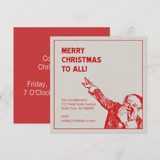 Kerstman: "Vrolijk kerstfeest voor iedereen!"Parti Kaart (Voorkant / Achterkant)