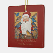 Kerstman Vrolijk Kerstgroet Keramisch Ornament (Links)