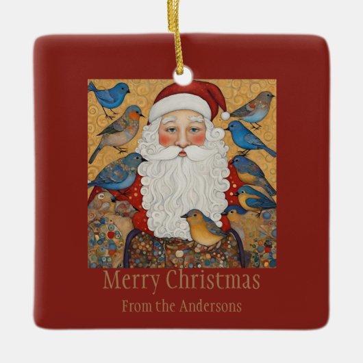 Kerstman Vrolijk Kerstgroet Keramisch Ornament (Voorkant)