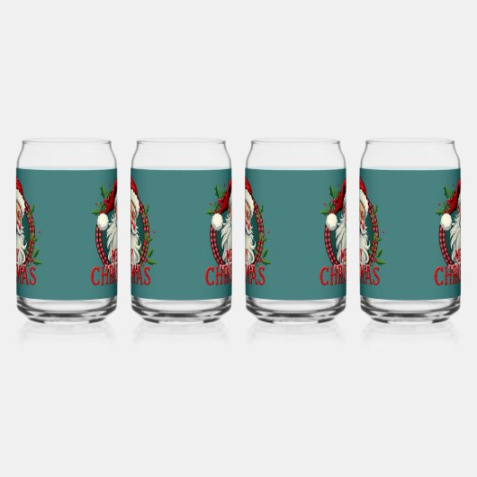  Kerstman Vrolijk Kerstillustratie Blikvorm Glas (Rechts)