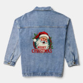  Kerstman Vrolijk Kerstillustratie Denim Jacket (Achterkant)