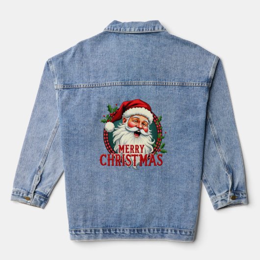  Kerstman Vrolijk Kerstillustratie Denim Jacket (Achterkant)