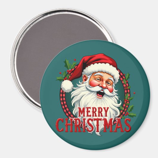  Kerstman Vrolijk Kerstillustratie Magneet (Voorkant / Achterkant)